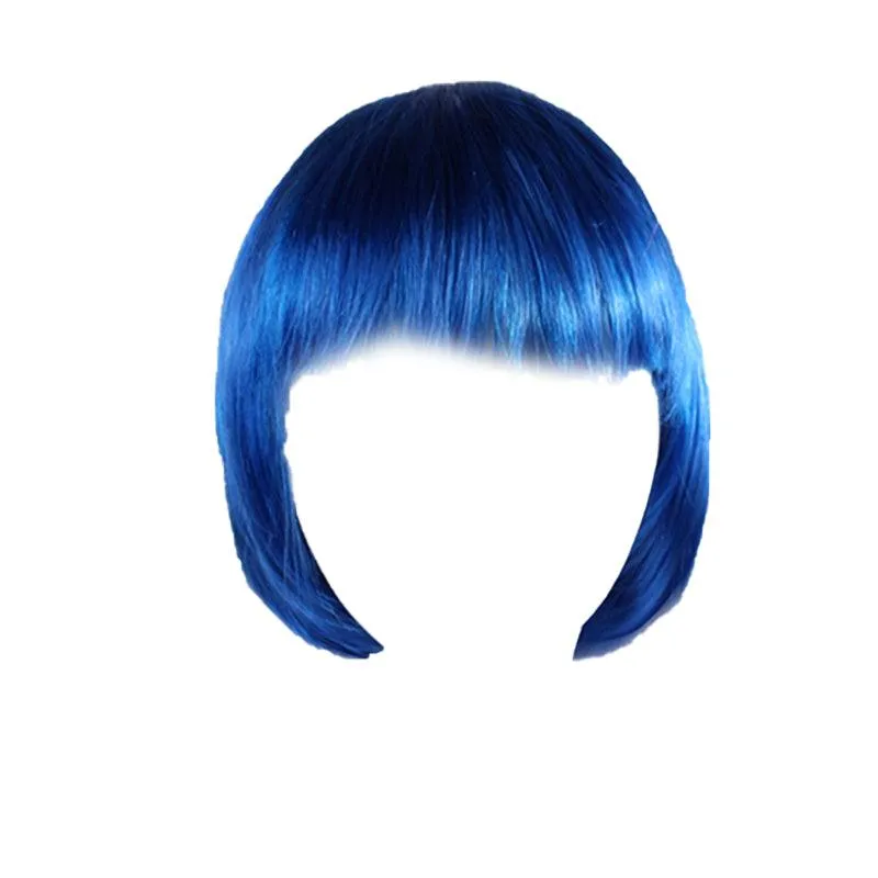 Womens Short Straight Bob Sleek Hair With Bang Synthetic Cosplay Wig Wigs Party