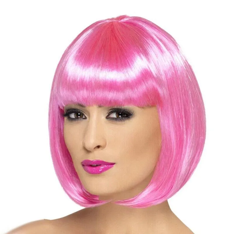 Womens Short Straight Bob Sleek Hair With Bang Synthetic Cosplay Wig Wigs Party