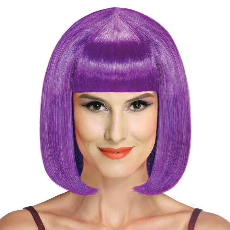 Womens Short Straight Bob Sleek Hair With Bang Synthetic Cosplay Wig Wigs Party