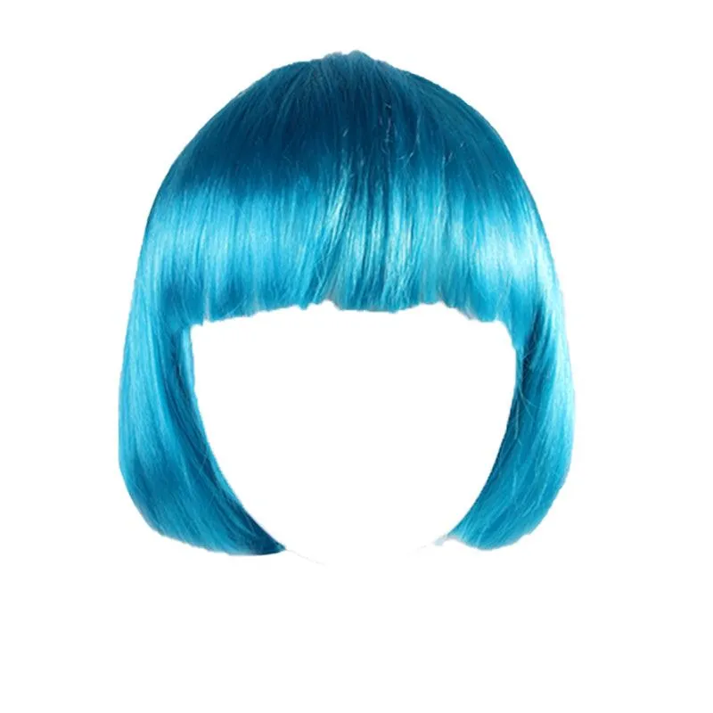 Womens Short Straight Bob Sleek Hair With Bang Synthetic Cosplay Wig Wigs Party