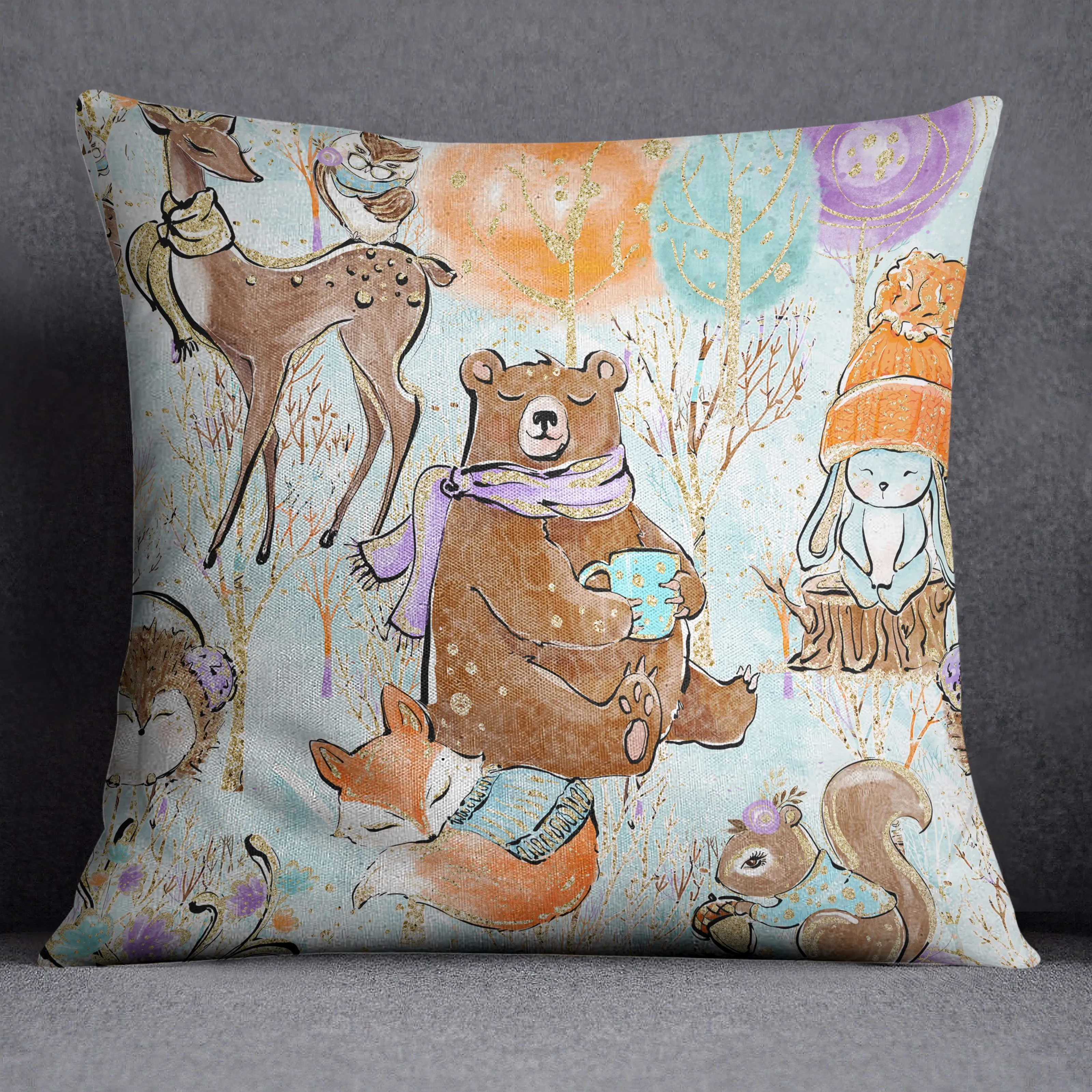 Woodland Mornings Nursery Throw and Pillow Cover Set