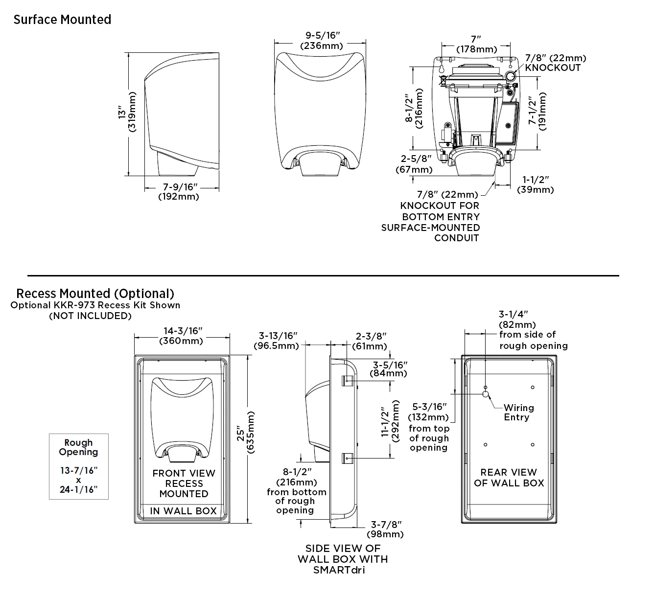 WORLD DRYER® K4-971P  SMARTdri® Plus (208V-240V) ***DISCONTINUED*** No Longer Available in BRUSHED CHROME - Please See K4-973P2 (208V-240V)