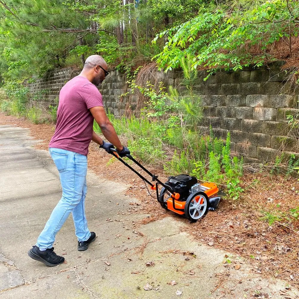 Yard Force YF22-HWT High-Wheeled Trimmer Gas Powered Walk-Behind 22" 163cc Engine New