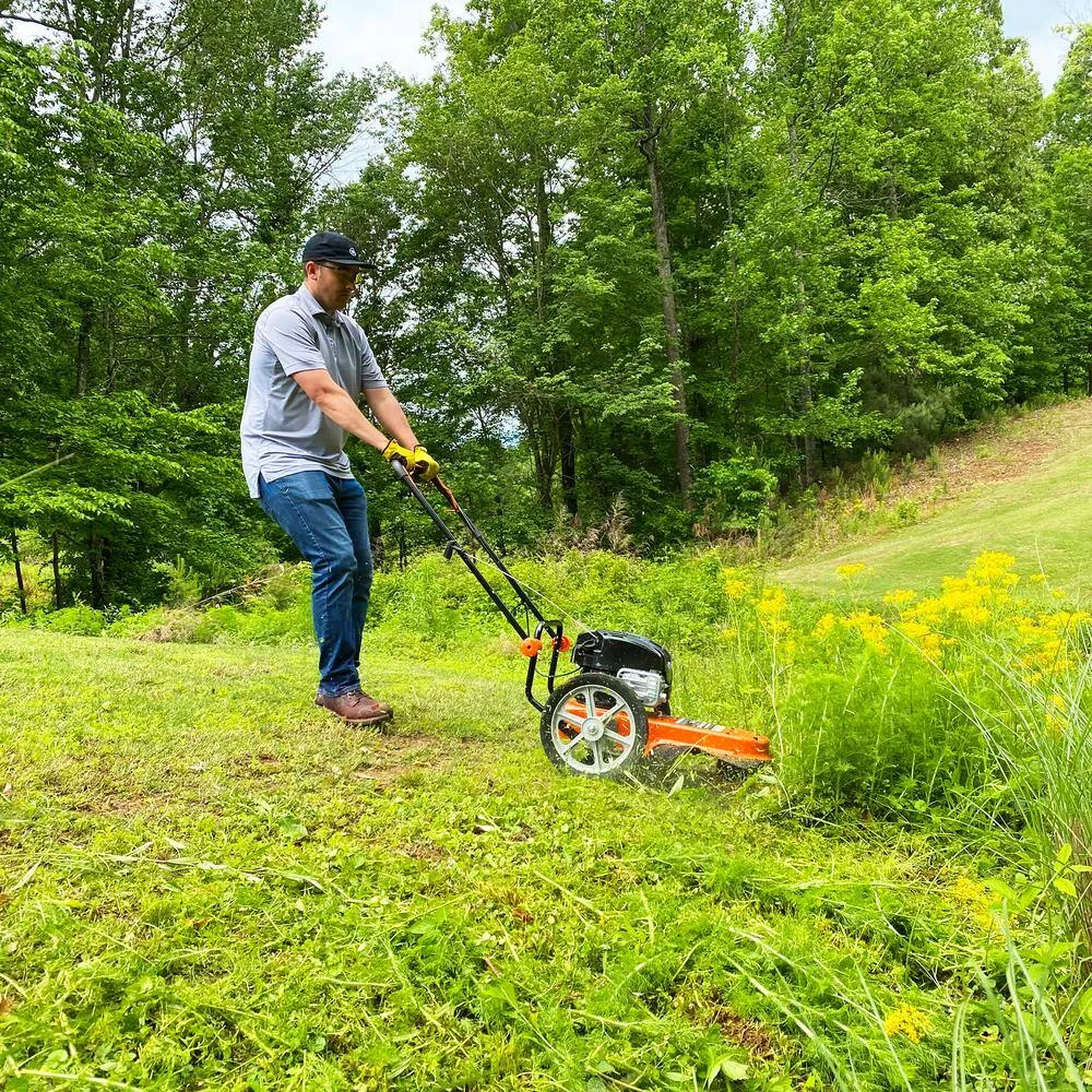 Yard Force YF22-HWT High-Wheeled Trimmer Gas Powered Walk-Behind 22" 163cc Engine New