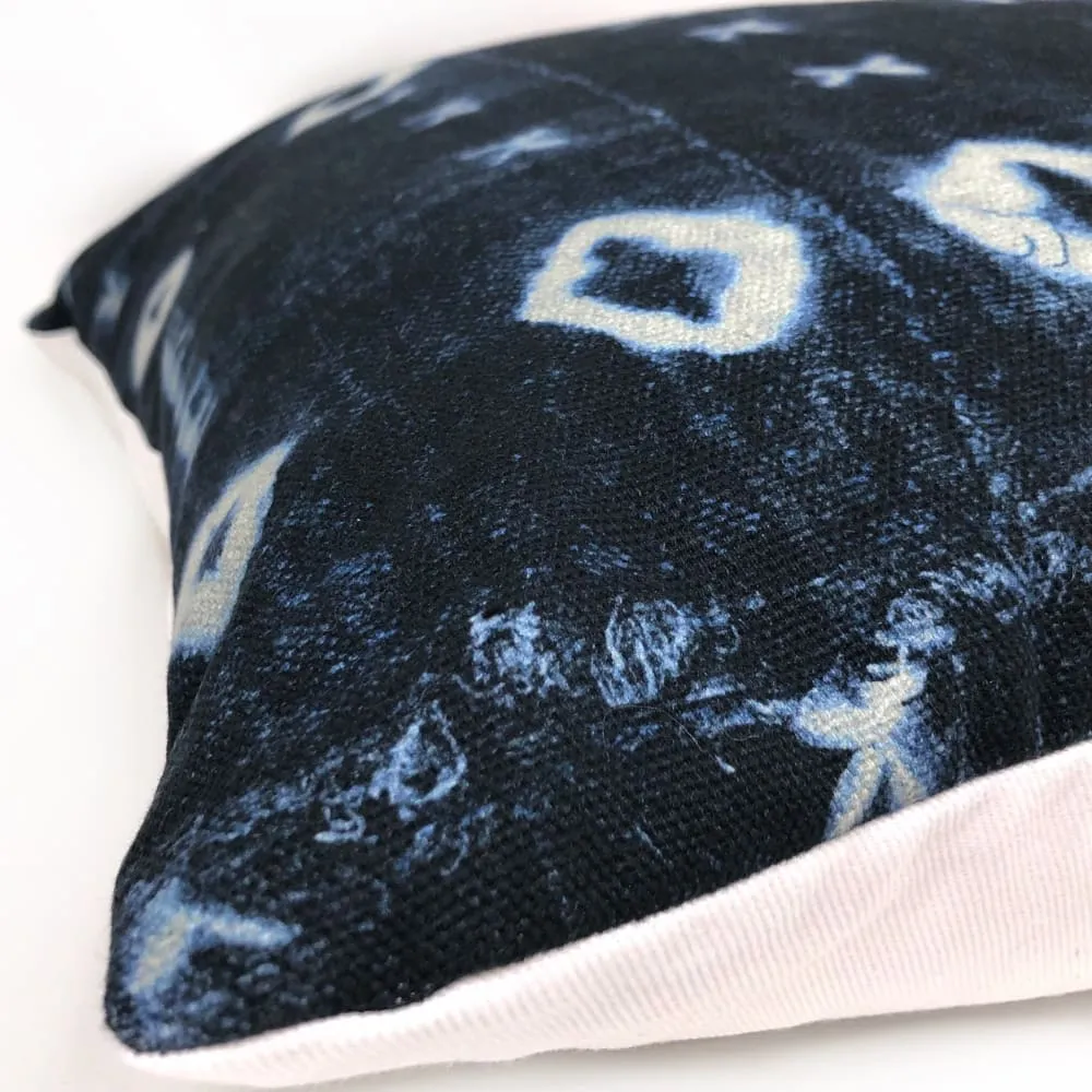 Zaza Navy Blue White African Mudcloth Style Pillow Cover