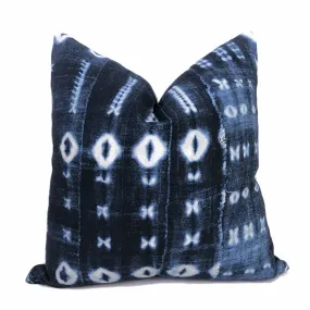 Zaza Navy Blue White African Mudcloth Style Pillow Cover