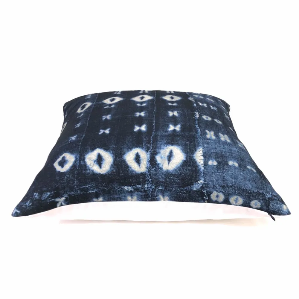 Zaza Navy Blue White African Mudcloth Style Pillow Cover