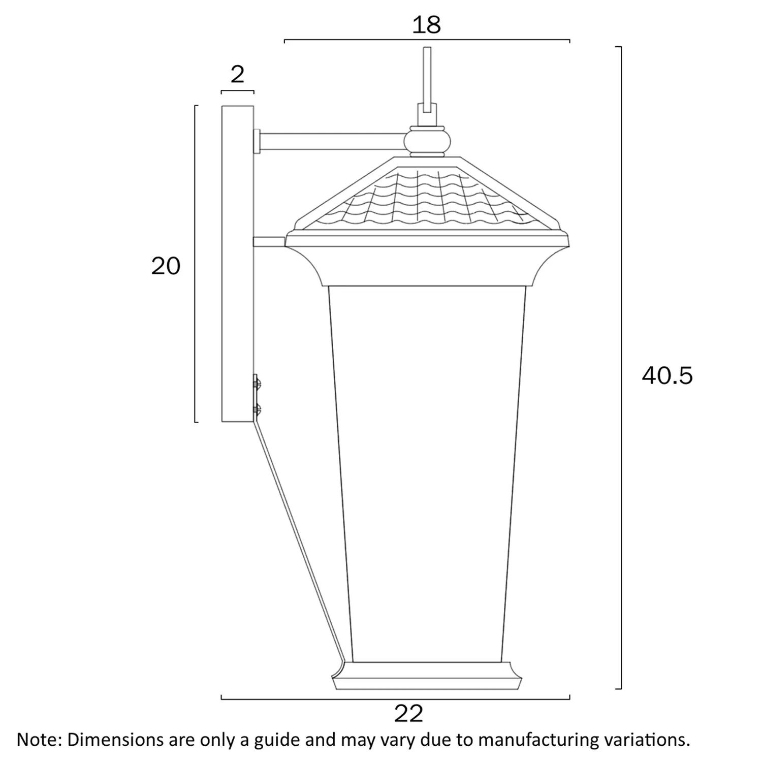 Zeldin Outdoor Wall Light 405mm in Black